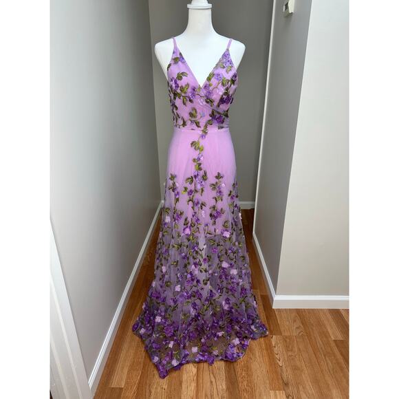 Dress The Population Womens Embellished Floral Purple Gown size XS - Picture 8 of 8